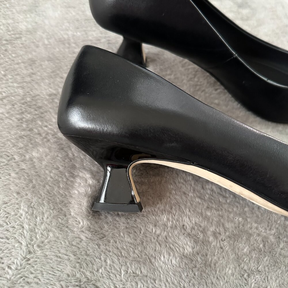Sarto by Franco Sarto Black Leather Pointed Toe Kitten Heel Shoes 10 Women's - Picture 2 of 7